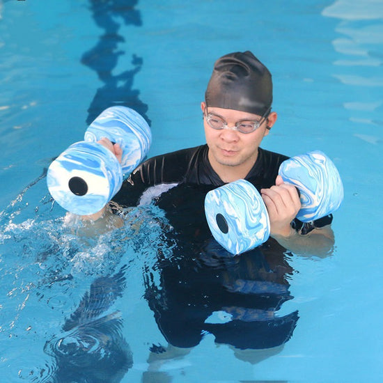 Blue And White Camouflage Water Floating Dumbbell